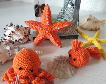 Marine animals in 3D, pendants bags or key rings