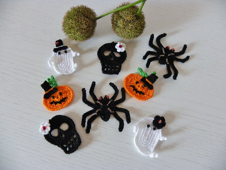 2-piece set Applications Crochet Halloween motifs