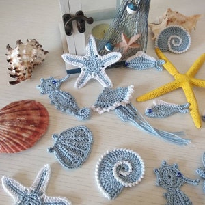 Crochet marine animals for various decorations, set of 12 pieces