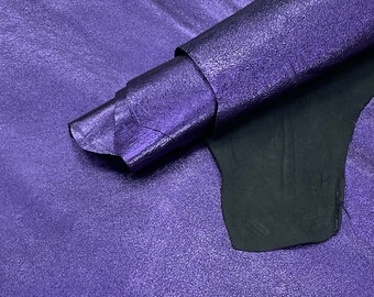 Dark Purple Metallic Nappa Italian Leather Hide