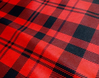 Tartan printed Italian Leather Hide APX. 0.9m2 - 1.12m2 1.2mm thick