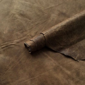 Brown distressed Italian Leather Hide APX. 0.50m2, 0.6mm thick