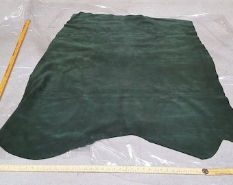 Dark Green suede Italian Leather Hide APX 0.90m2 1.5mm thick