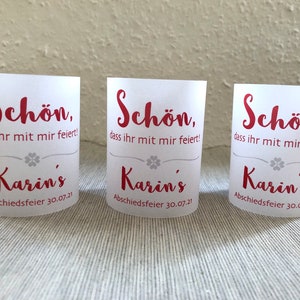 SET: Teelichthülle, Windlichthülle, Windlichtschirm, Tischdeko Geburtstag, Jubiläum etc. personalisiert, Wunschfarbe Design KLEEBLATT Bild 5