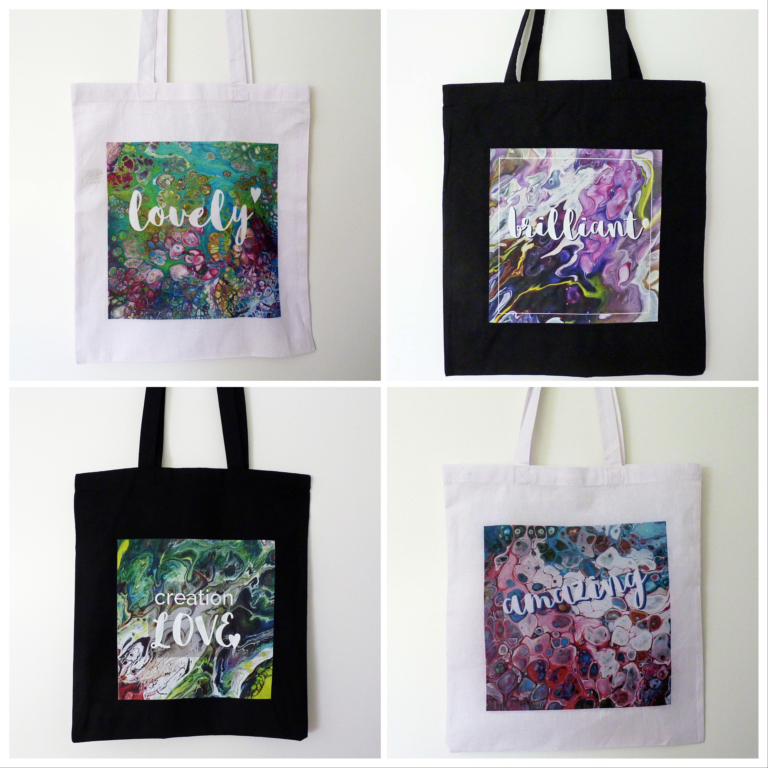 Art bag shopper fabric bag cotton bag tote bag handle Etsy