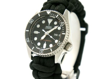 Ceramic insert vintage watch seiko skx013 divers watch nh36 stainless steel paracord strap 38mm medium size