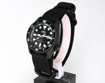 Vintage Watch Seiko Skx013 Mod Divers Watch Nh36 Black Dial Black