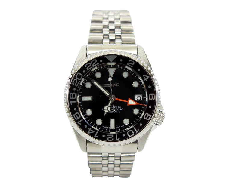 GMT vintage watch seiko skx013 divers watch black dial stainless  38mm medium size watch
