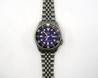 Vintage Watch Seiko Skx013 Mod Mens Divers Watch Nh36 Purple