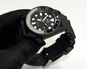Black Calendar Vintage Mens Womens Watch Seiko Skx013 Mod Divers