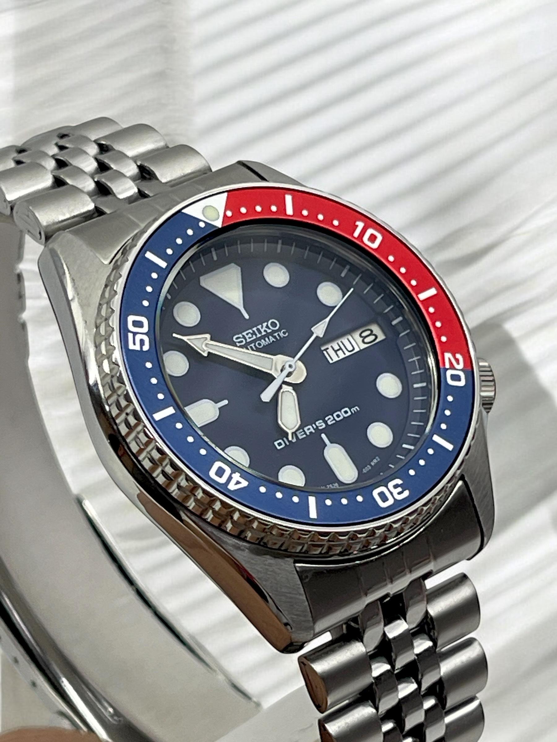 Blue Dial Vintage Mens Womens Watch Seiko Skx013 Mod Divers