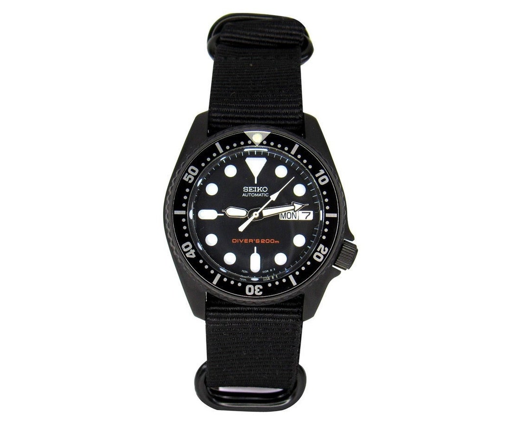 Vintage Watch Seiko Skx013 Mod Divers Watch Nh36 Black Dial Black ...