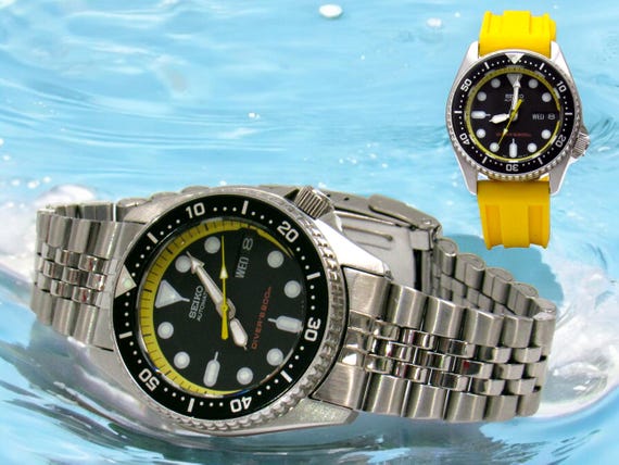 Two Straps Vintage Watch Seiko Skx013 Mod Mens Divers Watch
