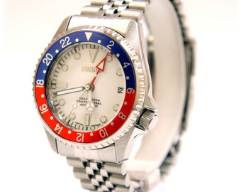 GMT vintage watch seiko skx013 divers watch nh34 stainless sapphire double dome option 38mm  blue red bezel insert