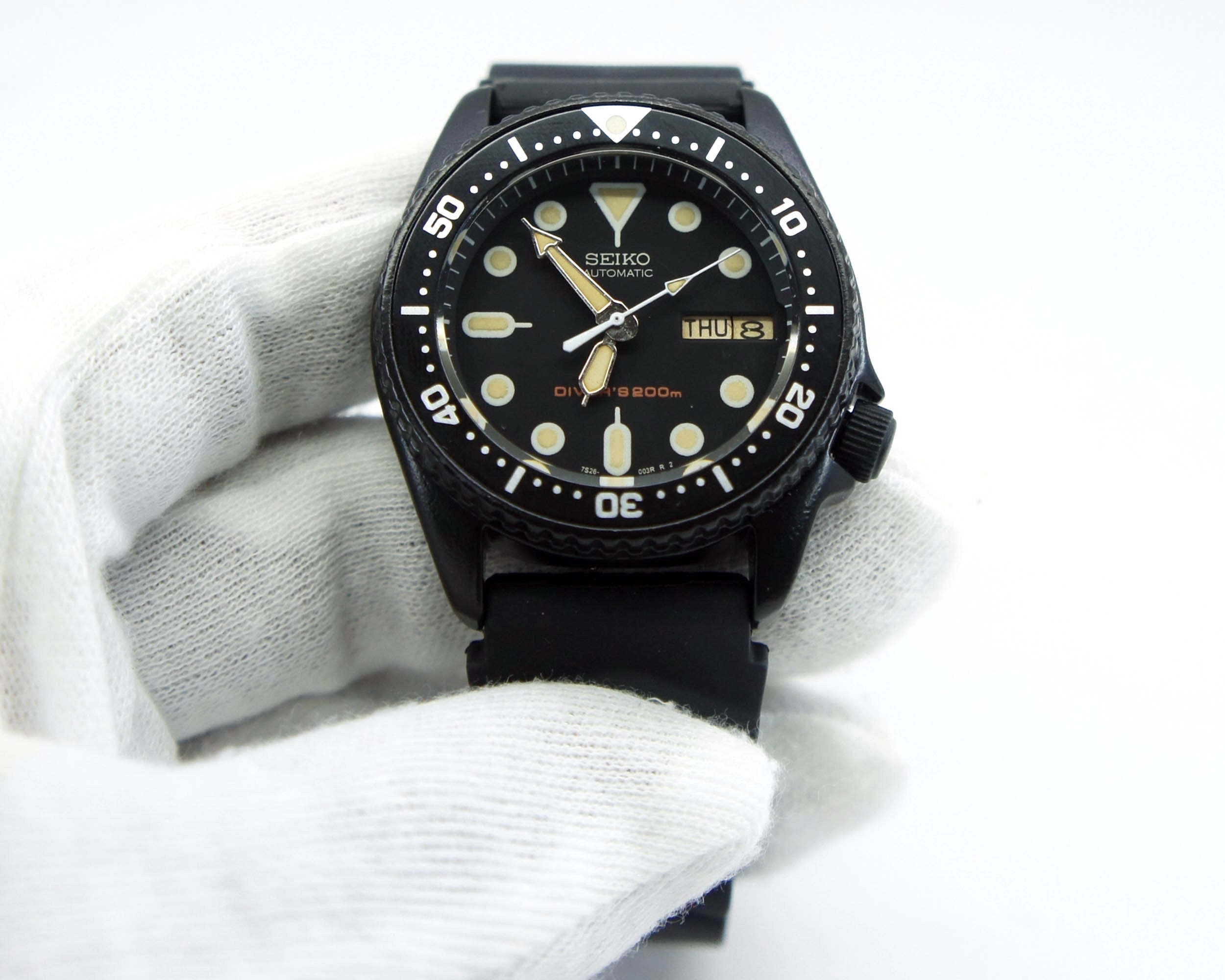 Vintage Watch Seiko Skx013 Divers Watch Nh36 Patina Dial Black