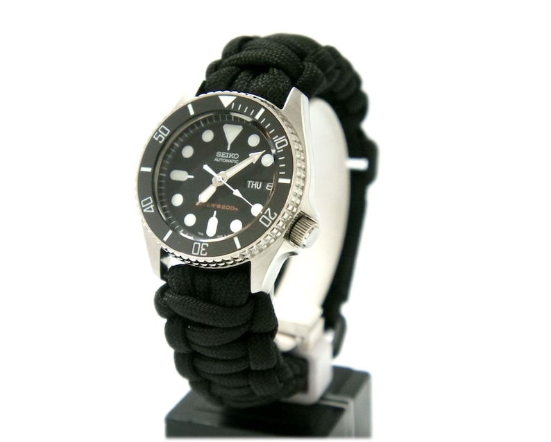 Ceramic insert vintage watch seiko skx013 divers watch nh36 stainless steel paracord strap 38mm medium size