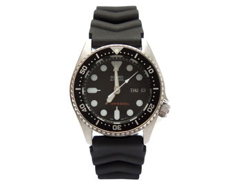 black calendar vintage mens womens watch seiko skx013 mod divers watch nh36a sapphire double dome 38mm medium