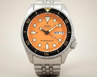 SEIKO 7S26-0020 SKX011J2 Automatic Orange Dial Men's Diver's Watch