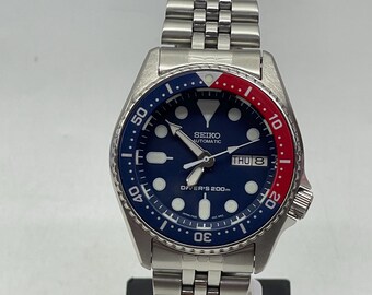 Blue Dial Vintage Mens Womens Watch Seiko Skx013 Mod Divers