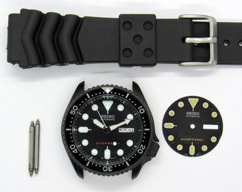 vintage watch seiko skx mens diver watch skx007 nh36a color black dial cerakote sapphire double dome option 42mm large size