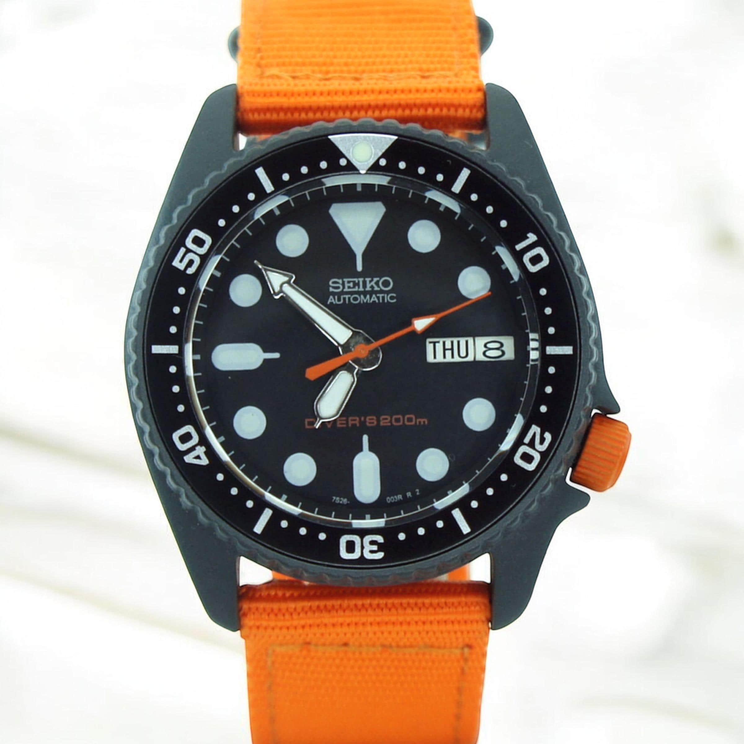 Vintage Watch Seiko Skx013 Mod Divers Watch Nh36a Black Dial Stone
