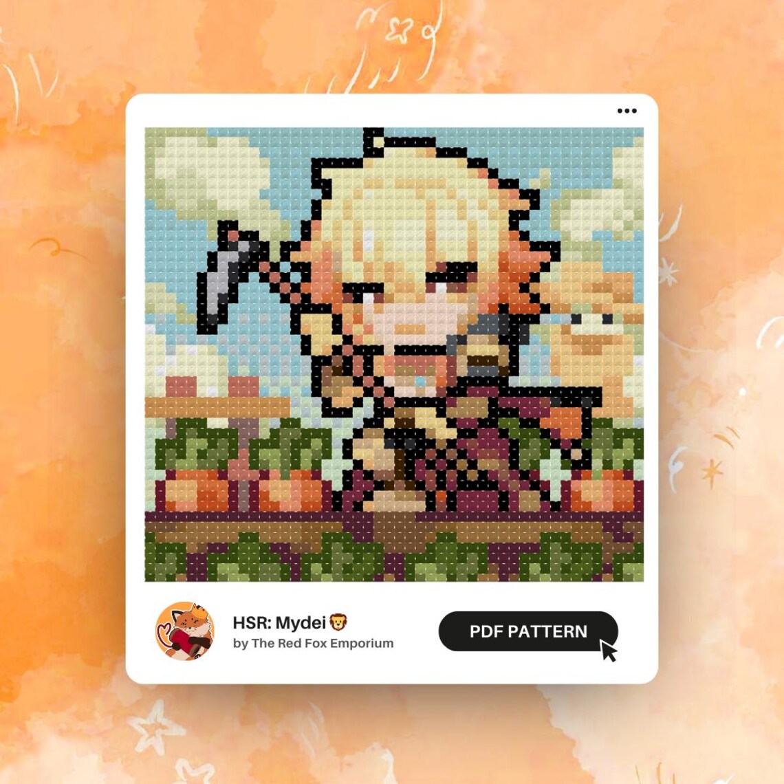 Mydei Cross Stitch Pattern PDF, Honkai Star Rail Pattern, Cute ...