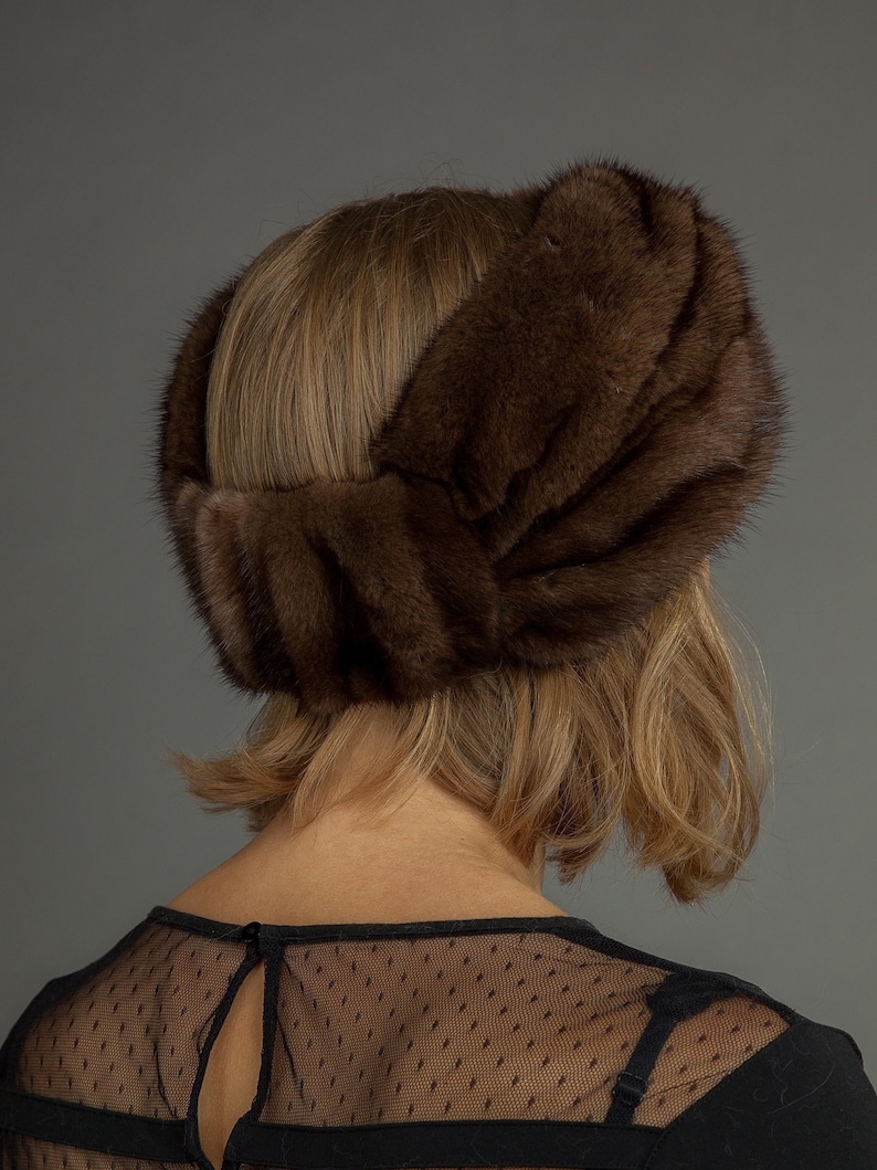 Natural Brown Mink Fur Headband Head Wrap for Women in Classic Etsy