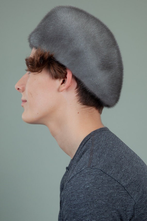 blue iris mink hat