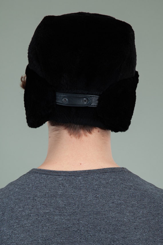 Black Sheared Beaver Fur Hat Ushanka Trapper Hat With Ear Flaps For Men & Women Accessoires Hoeden & petten Wintermutsen Bontmutsen 