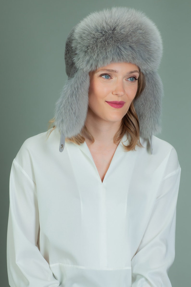 Gray Sheepskin & Fox Fur Ushanka Hat With Ear Flaps for Men Etsy UK