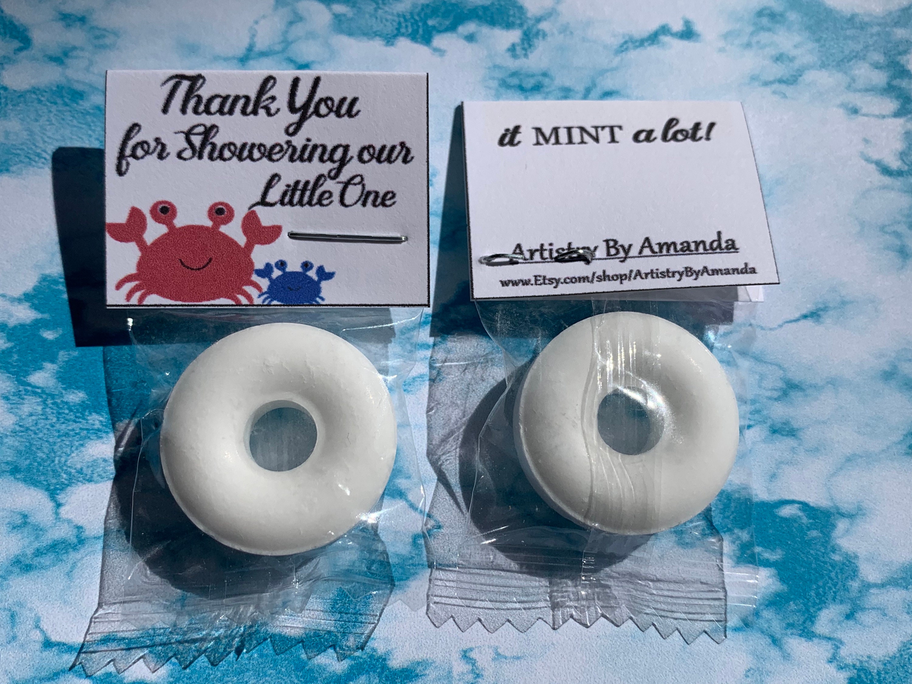 Crab Baby Shower lifesaver mint favorsnautical red blue mom beach