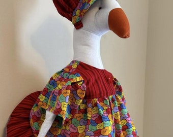 Indoor PORCH GOOSE Plush with Dress & Bonnet - Valentines Day - Home Kitchen Decor - GREAT Gift Idea