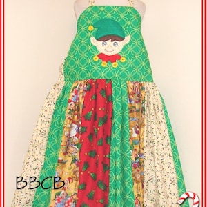 Size 8/10 - New Handmade Christmas ELF Twirl Dress - Christmas Holiday Pageant Party Outfit - Santa&#39;s Little Helper