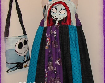 Girls Size 5 5T 5 6 - Nightmare Twirl Ruffle Dress with Purse --- Halloween Theme - Birthday Outfit