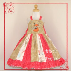 Girls Fox Twirl Dress - Size 4T 4/5 - Ready to Ship -  Animal Nature Dress - Ruffles