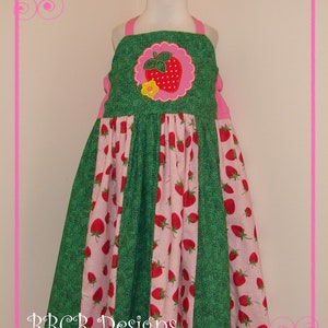 Girls Size 7 8 STRAWBERRY Swirl Twirl Dress with Ruffles - READY to SHIP - Berry Cute Birthday Outfit