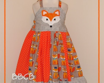 Girls Fox Twirl Dress - Size 3/4, Ready to Ship
