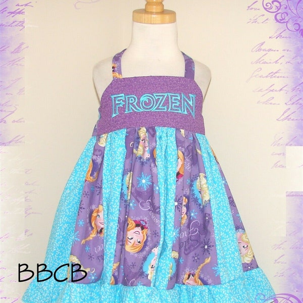 Toddler Girls Purple Blue Ice Castle Sisters Twirl Dress - Size 18 months 24 months 2T - Birthday Party Summer Sundress