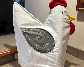 Rooster Chicken MIXER Fabric COVER - Ready to Ship - Slipcover Dust Cover - Kitchenaid Kitchen Appliance Cover WHITE