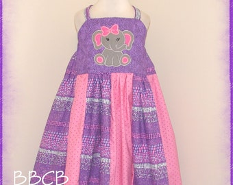 Girls Purple Elephant Twirl Dress - Size 5T 5/6 - Birthday Party Zoo Jungle Circus Twirlly Oufit - Party