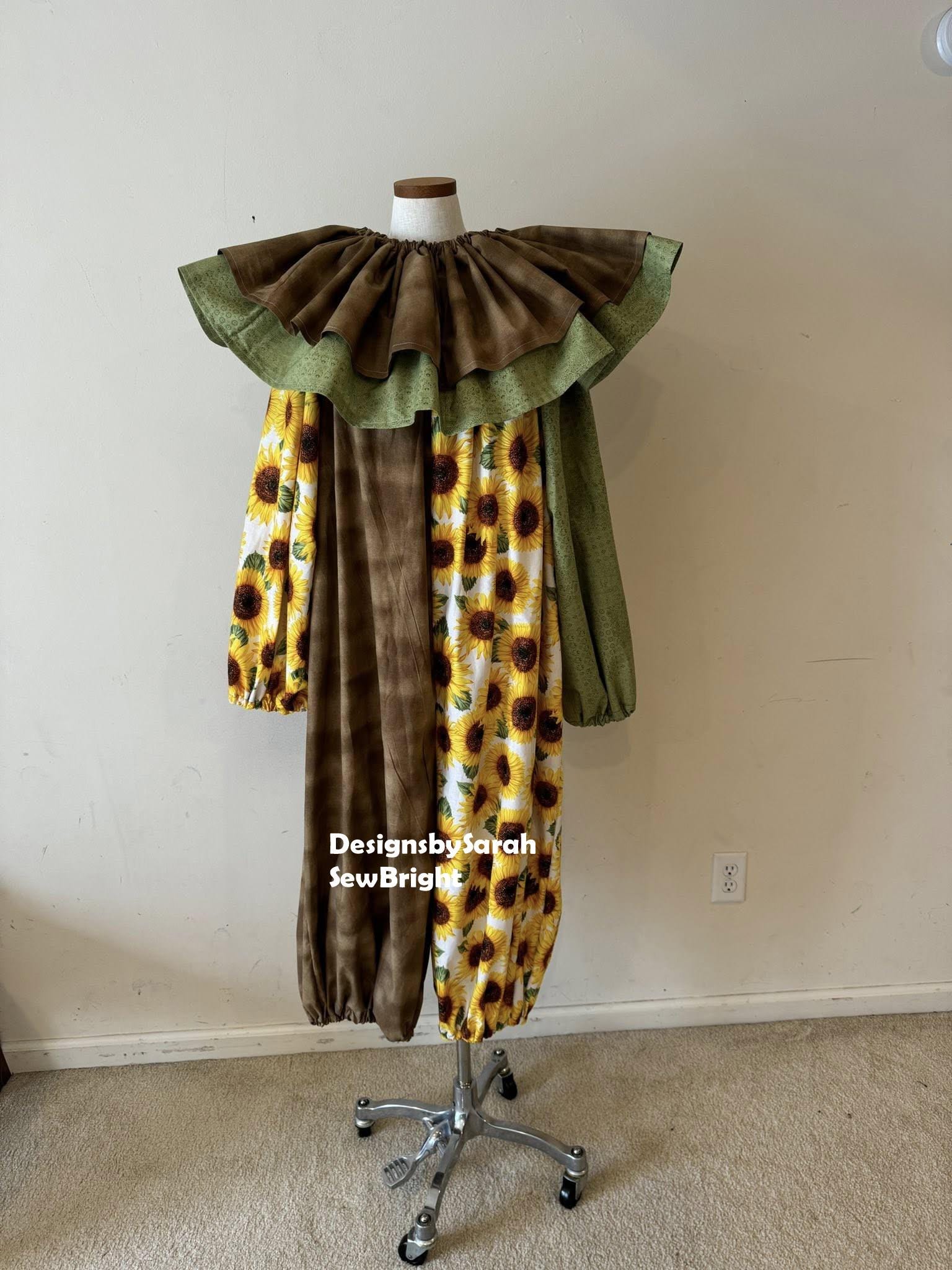 New Handmade Adult Clown Costume SUNFLOWERS - Size XL 2XL Birthday Summer Carnival Circus Mom Ladies Halloween Costume