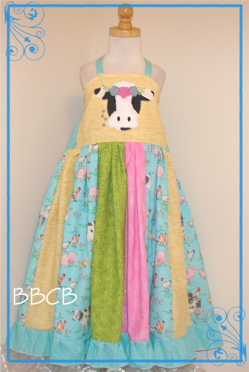 Cow Dress Ready to Ship fits aprxx size 8 10 Birthday Party Pageant County Fair Down on the Farm Pigs