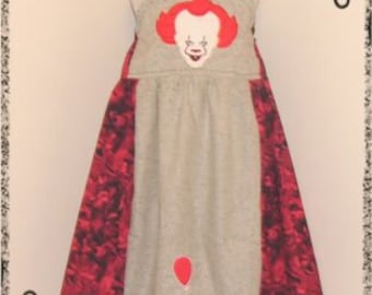 Girls HALLOWEEN Scary CLOWN Twirl Dress - Unique Costume Dress up Outfit - Size 6
