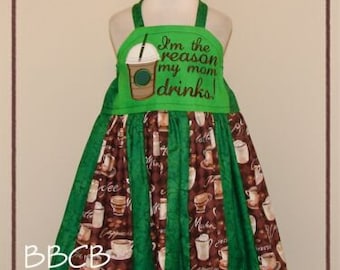 Girls COFFEE Hot Cocoa Theme Funny Twirl Dress - Pageant Birthday Gift - Pageant OOC Latte Drinks