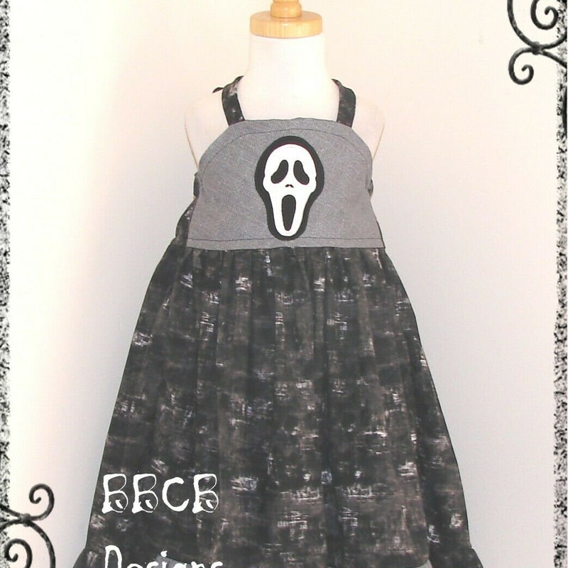 thumbnail image 2 of Girls Pink Sparkly Ghost Face Halloween Costume Dress With Mask – L/XL/XXL 2 of 6