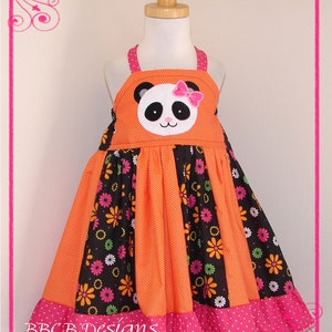Girls PANDA Bear Twirl Dress - Size 2T 3T 2/3 - Birthday Outfit Theme - Jungle Zoo Animals Pageant