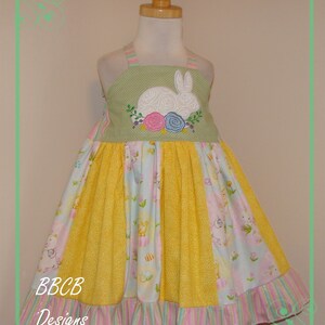 Toddler Girls Pastel Easter Theme Twirl Ruffle Bunny Dress - Size approx 3 3T -- Ready to Ship - Handmade