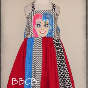 Comic Villain Girls Dress - Size 4 4T - Ready to Ship - Super Hero Cotton Twirlly Dress