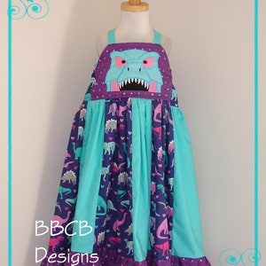 Girls Size 6 7 Ready to Ship DINOSAUR Trex Twirl Dress - Ready to Ship - Dino Birthday Party Outfit -