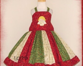 Handmade ANGEL Christmas Holiday Twirl Dress - Ready to Ship - Girls Ruffle Dress - Size 4T 5 5T